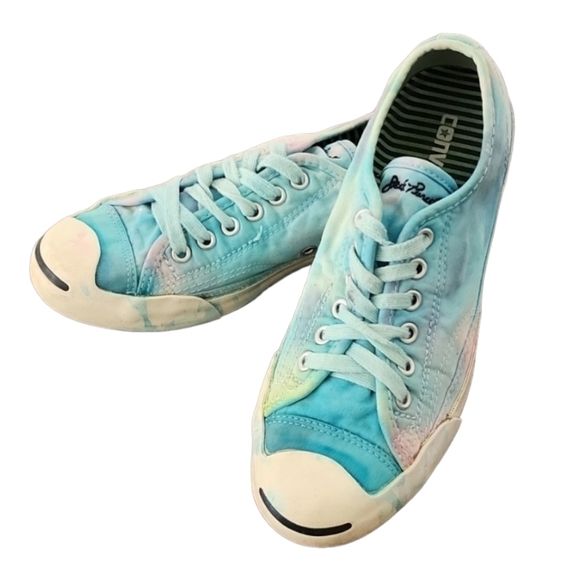 CONVERSE JACK PURCELL Mermaid Tie Dye Sneakers Womens 7 Mens 5 Custom RARE OOAK - Picture 11 of 16